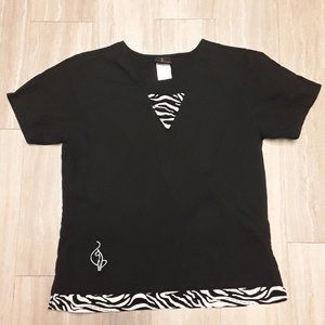 Baby Phat Black / Zebra Print Scrub Top